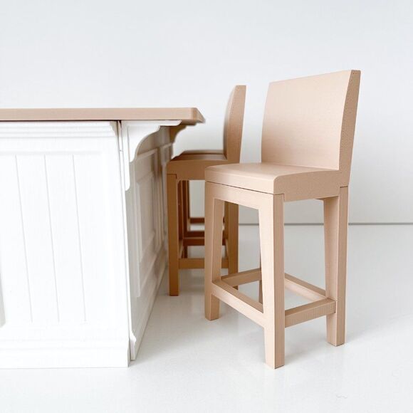 Barbie Integrity Doll White Kitchen Island 1:6 Scale 3 Matched Chairs 3D Printed - Picture 5 of 13